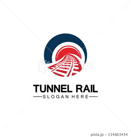 Rail with tunnel logo icon vector design template Rail with tunnel logo icon vector design template 134863434