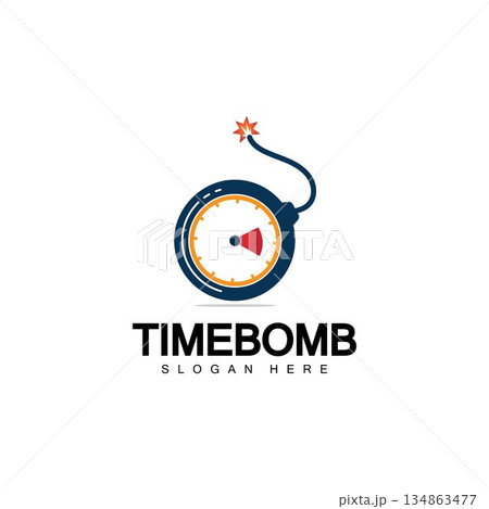 Time bomb logo vector icon ilustration design template 134863477