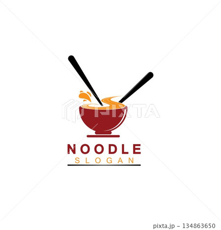 Noodle logo Vector Icon llustration design template.Suitable for any business related to ramen, noodles, fast food restaurants, Korean food, Japanese food or any other business on a white background. 134863650