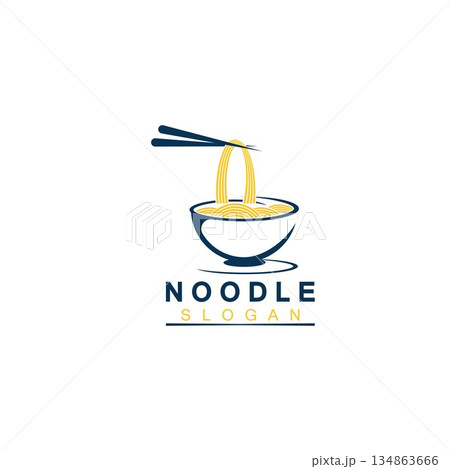 Noodle logo Vector Icon llustration design template.Suitable for any business related to ramen, noodles, fast food restaurants, Korean food, Japanese food or any other business on a white background. 134863666