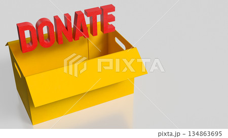 Donation Box Concept for Charity and Fundraising Campaign 3d render. 134863695