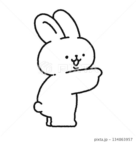 指をさすかわいいウサギ 線画 指をさすかわいいウサギ 線画 134863957