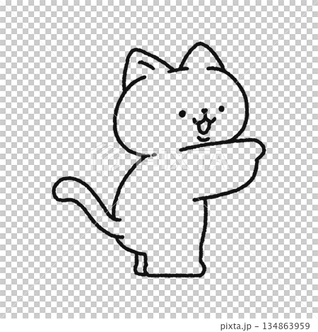 可愛的貓咪指向線條畫 134863959