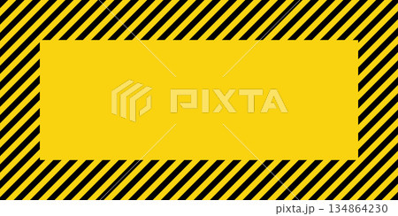 Warning sign with yellow and black diagonal lines. Attention, danger or caution symbol. Construction site signage, road safety notice, hazard banner, security alert shield. Vector illustration Warning sign with yellow and black diagonal lines. Attention, danger or caution symbol. Construction site signage, road safety notice, hazard banner, security alert shield. Vector illustration 134864230