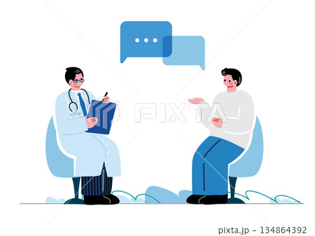 診察を受ける男性と医師 134864392