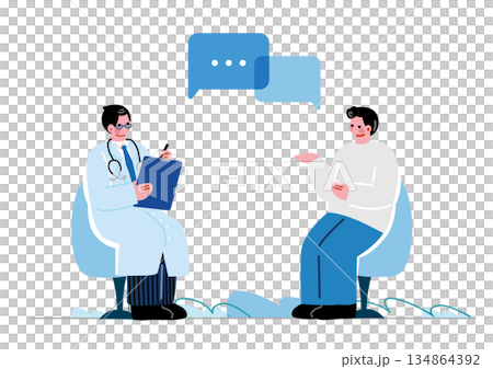 診察を受ける男性と医師 134864392