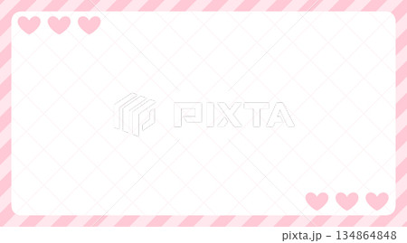 ハートストライプ枠ピンク 134864848