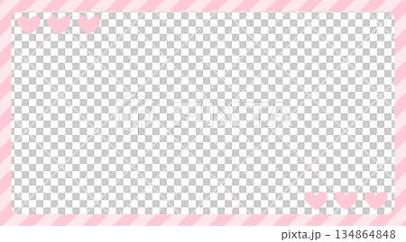 ハートストライプ枠ピンク 134864848