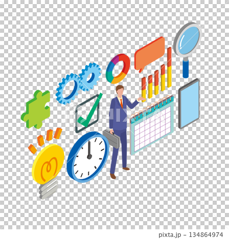 ビジネスマンと仕事のイメージイラスト 134864974