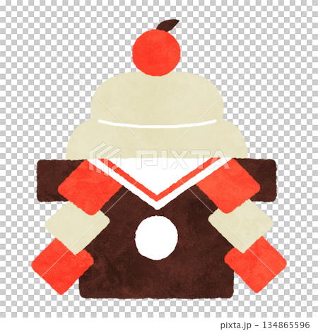 Hand-painted Kagami mochi, a cute and charming lucky charm 134865596