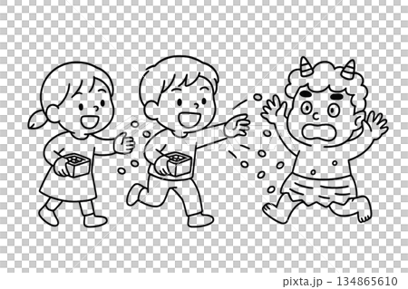 Sowing beans with setsubun 134865610