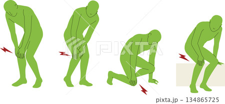 膝が痛む人間の全身の略図イラスト 134865725