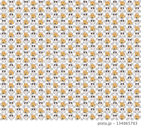 かわいい猫の敷き詰めパターン 134865783