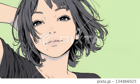 悲しげな目で微笑む（Smiling with sad eyes）若い女性