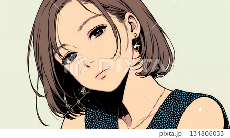 悲しげな目で微笑む（Smiling with sad eyes）若い女性