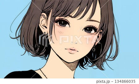 悲しげな目で微笑む（Smiling with sad eyes）若い女性