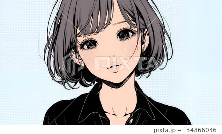 悲しげな目で微笑む（Smiling with sad eyes）若い女性