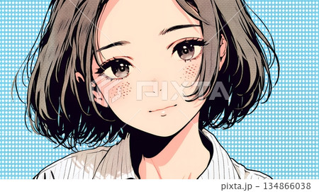 悲しげな目で微笑む（Smiling with sad eyes）若い女性 134866038