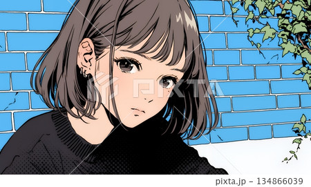 悲しげな目で微笑む（Smiling with sad eyes）若い女性