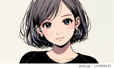 悲しげな目で微笑む（Smiling with sad eyes）若い女性