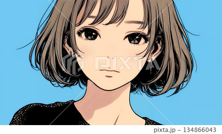 悲しげな目で微笑む（Smiling with sad eyes）若い女性 134866043