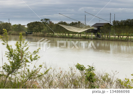 Fisherman's house on the canal, Porto Garibaldi, Ferrara, Italy 134866098