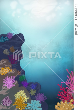 珊瑚に覆われた海中の珊瑚礁 134866168