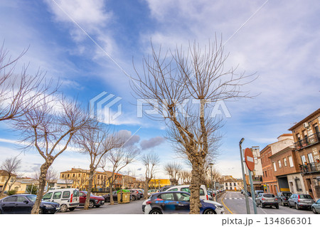 Quiet street and parking area in Consuegra town Spain. Quiet street and parking area in Consuegra town Spain. 134866301