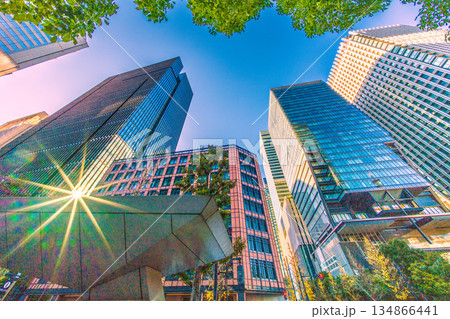 日本の東京都市景観赤信号と輝き…明暗分けるビジネス界。珍景。奇跡の反射光…光と影…年末の大手町 日本の東京都市景観赤信号と輝き…明暗分けるビジネス界。珍景。奇跡の反射光…光と影…年末の大手町 134866441