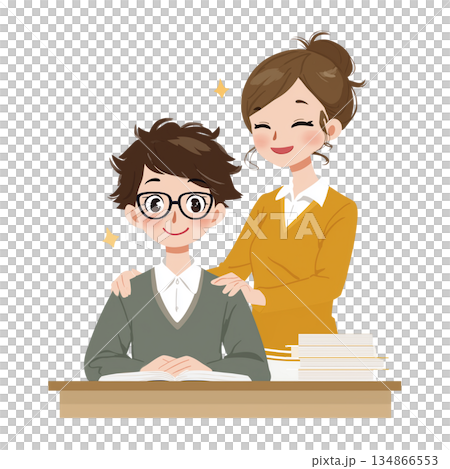 Female teacher encouraging students to study 134866553
