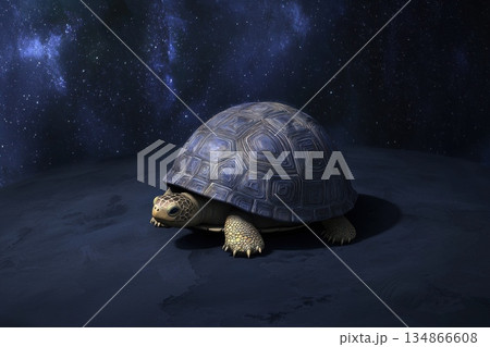 Majestic Turtle in Cosmic Space with Mysterious Background and Enigmatic Shell Design Majestic Turtle in Cosmic Space with Mysterious Background and Enigmatic Shell Design 134866608