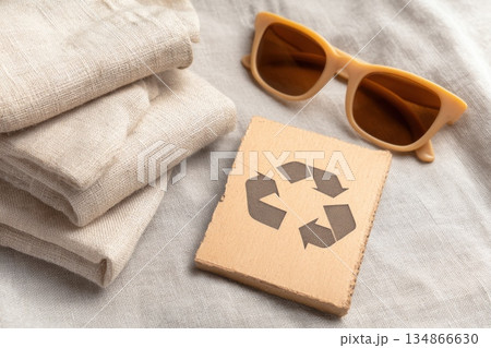 Sustainable Fashion Accessories Displaying Eco-Friendly Sunglasses and Textiles Sustainable Fashion Accessories Displaying Eco-Friendly Sunglasses and Textiles 134866630