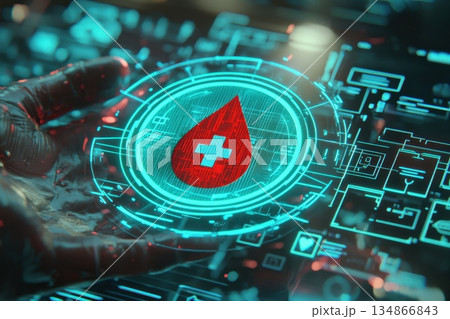 Eye-Catching Blood Donation Awareness Poster with Digital Elements 134866843