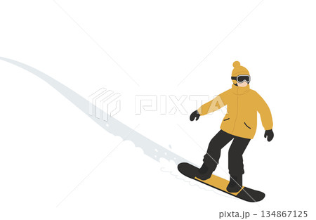 雪原を颯爽と滑るスノーボーダーのイラスト 雪原を颯爽と滑るスノーボーダーのイラスト 134867125