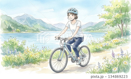 マウンテンバイクの女性 マウンテンバイクの女性 134869223