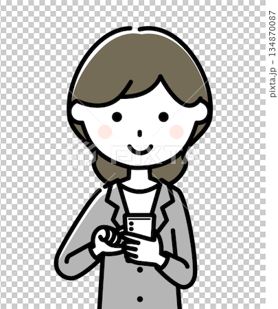 スマホを操作するスーツの女性 134870087