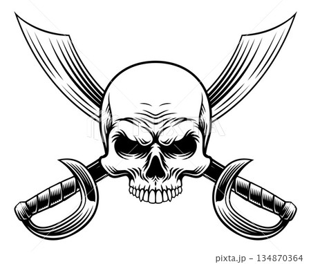 Skull Pirate Crossbones Cross Cutlass Swords Skull Pirate Crossbones Cross Cutlass Swords 134870364