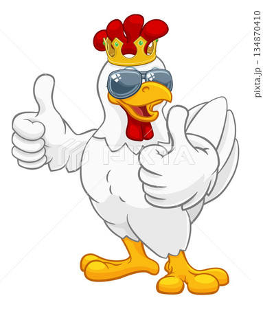 Cool King Chicken Rooster Cockerel Bird Cartoon Cool King Chicken Rooster Cockerel Bird Cartoon 134870410