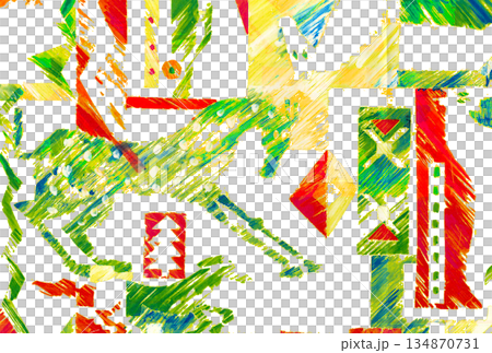 Year of the Horse New Year's Card (No Text) [Hand-drawn] White Background (Transparent) 134870731