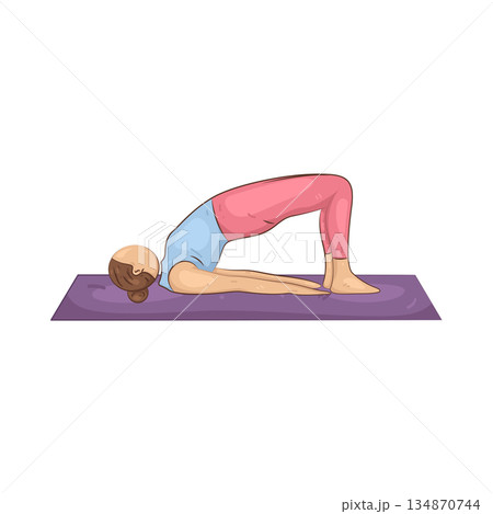 Illustration of yoga bridge pose Illustration of yoga bridge pose 134870744