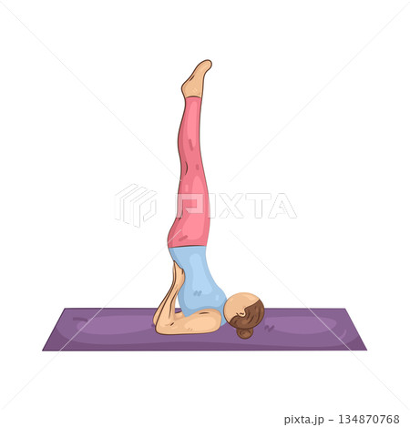 Illustration of Yoga Sarvangasana Pose 134870768
