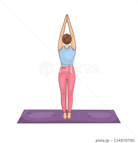Illustration of Yoga Mountain Pose 134870780