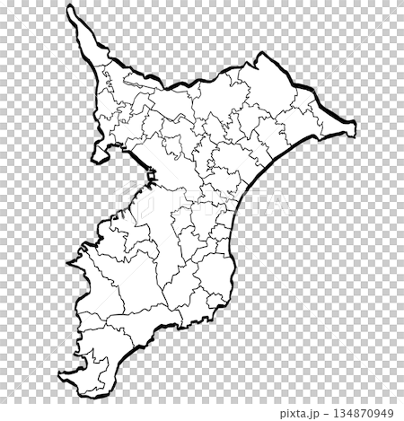 千葉縣地圖 - 市町劃分插圖(筆觸風格)簡易版 千葉縣地圖 - 市町劃分插圖(筆觸風格)簡易版 134870949