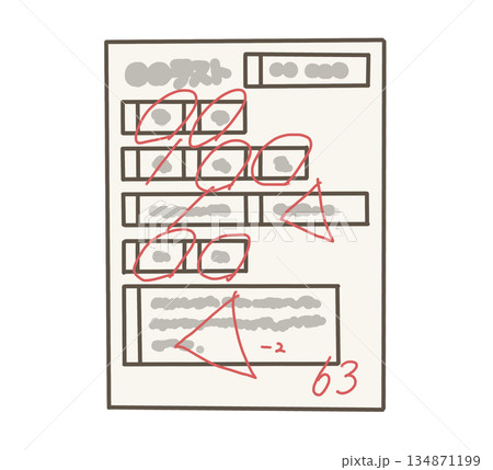 63点のテストのイラスト 134871199