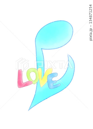 LOVEの文字が付いた音符 LOVEの文字が付いた音符 134871254