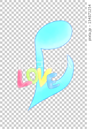 LOVEの文字が付いた音符 LOVEの文字が付いた音符 134871254
