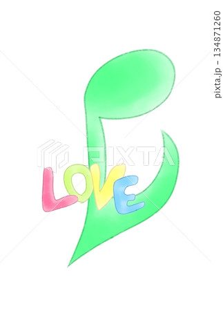 LOVEの文字が付いた音符 134871260