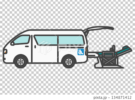 High-roof welfare vehicle van equipped with a stretcher illustration | Welfare vehicle series High-roof welfare vehicle van equipped with a stretcher illustration | Welfare vehicle series 134871412