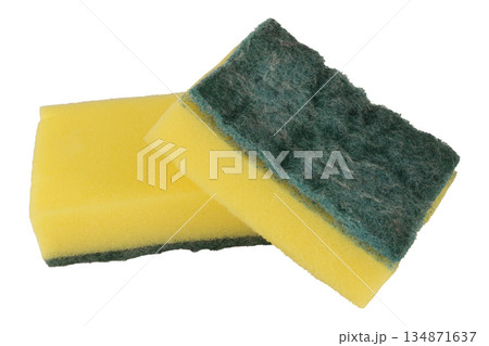 Dish scrubbing sponge isolated on white background 134871637