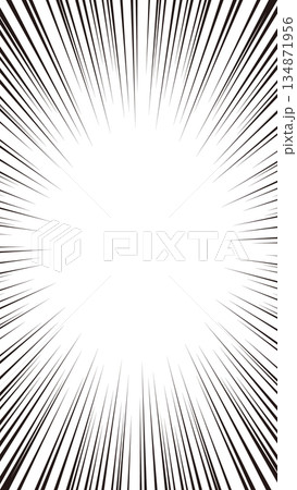 16:9サイズ縦型の背景素材：モノクロのシンプルな集中線のベクターイラスト 134871956